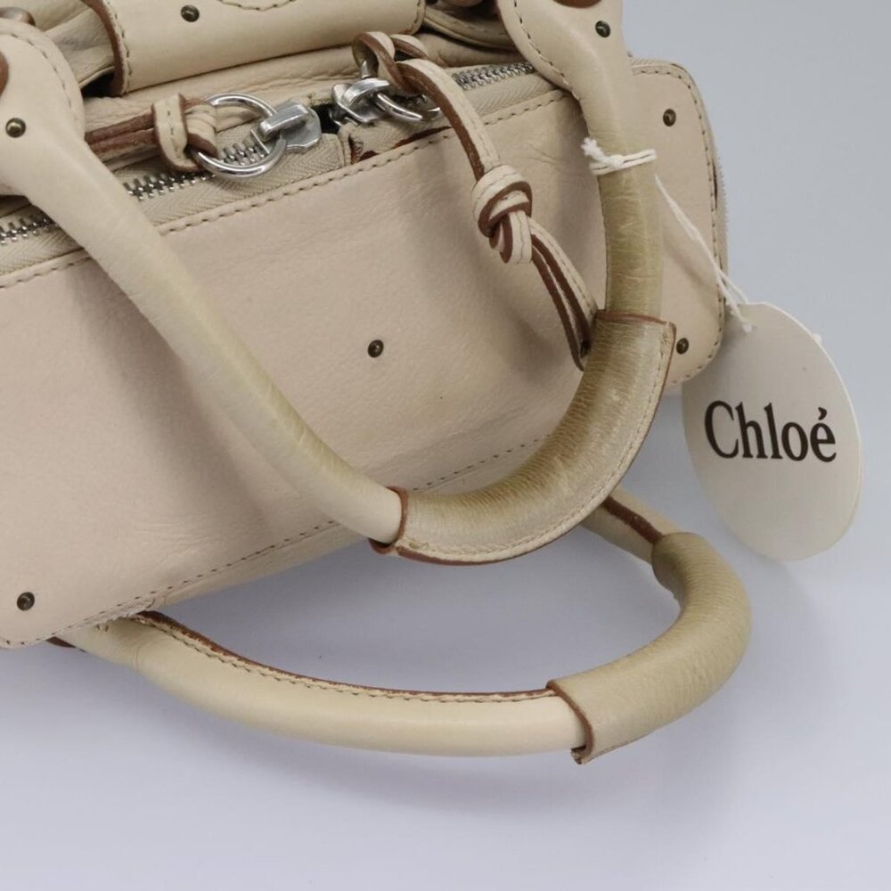 Chloe Paddington Hand Bag Leather Beige Silver - Picture 7 of 15